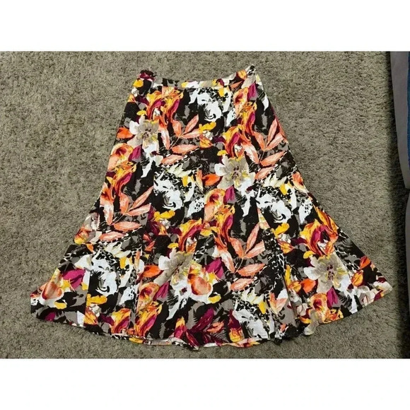 CHRISTOPHER & BANKS Floral Flared Mermaid Midi Skirt Size 6 Boho Fairy Cottage - Picture 1 of 8